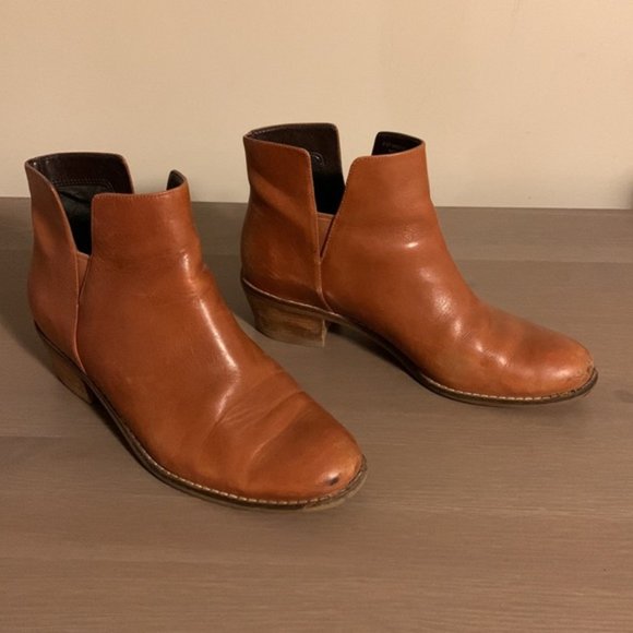 Cole Haan Cognac Leather Stack Heeled Booties - Women’s Size 6.5 - Picture 3 of 8